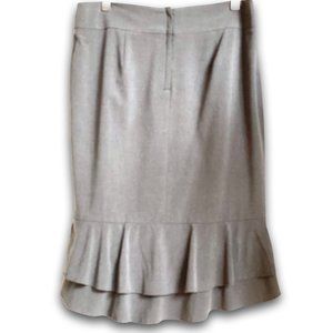 Grey Pencil Skirt with Back Ruffle Hem